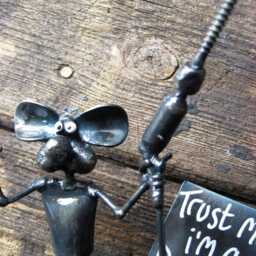 Dentist Mouse Sculpture Made From Recycled Welded Steel - thumbnail 3