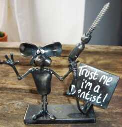 Dentist Mouse Sculpture Made From Recycled Welded Steel - thumbnail 1