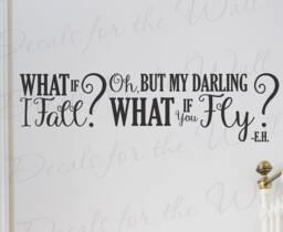 What If I Fall? But My Darling You Fly? Erin Hanson Girl Boy Children Kids Room Baby Nursery Inspirational Wall Art Vinyl Decal Q36 - thumbnail 1