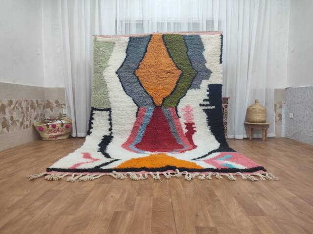 Custom Boujad Wool Rug - Authentic Multicolored Moroccan Carpet - image 1