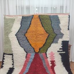 Custom Boujad Wool Rug - Authentic Multicolored Moroccan Carpet - thumbnail 2