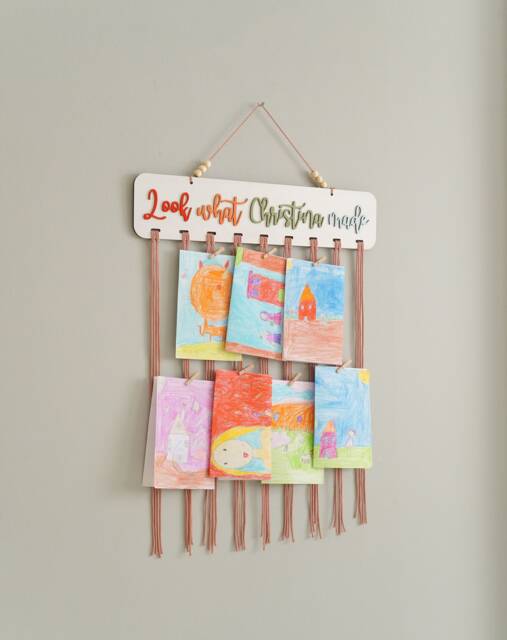 Kids Art Hanger Board, Look What We Made, Sign, Playroom Wall Art, Kid Room Decor, Wooden Display, Decor I28 - image 1