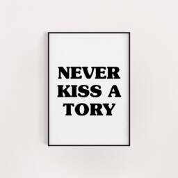 Never Kiss A Tory Print Retro Groovy Feminist Wall Art - thumbnail 2