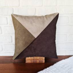 Triangle Velvet Pillow Cover Brown Olive Green, Mid-Century Modern - thumbnail 3