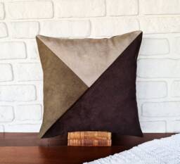 Triangle Velvet Pillow Cover Brown Olive Green, Mid-Century Modern - thumbnail 1