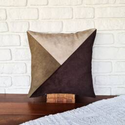 Triangle Velvet Pillow Cover Brown Olive Green, Mid-Century Modern - thumbnail 2
