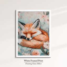 Fox Sleeping Flowers Abstract Oil Painting Framed Print & Canvas Portrait Wall Art Poster Home Decor Interior Animal Lover Gift - thumbnail 3