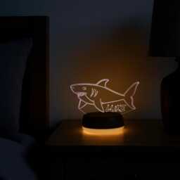 Personalised Shark Led Night Light, Gift, Baby Gifts For Kids, Nursery Lights, Light Bedroom - thumbnail 3