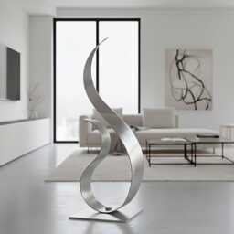 Abstract Metal Sculpture Silver Handcrafted Luxury Modern Home Decor, Indoor, Outdoor - thumbnail 3