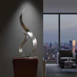 Abstract Metal Sculpture Silver Handcrafted Luxury Modern Home Decor, Indoor, Outdoor - thumbnail 4