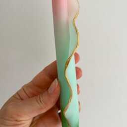 Luxury Swirl Pastel Taper Candles, Wedding Candle Gift, Decorative Dinner Christmas Gift, Housewarming Handmade Beeswax - thumbnail 3