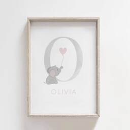 Personalised Name Pink Grey Elephant Print, Baby Boy, Nursery Prints, Girls Bedroom, Christening Gift, Gender Neutral Nursery, Wall Art - thumbnail 2