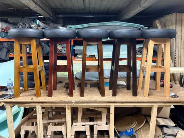 Modern High Bar Stool With Real Leather Top - image 1