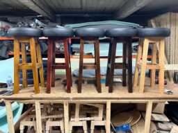 Modern High Bar Stool With Real Leather Top - thumbnail 1