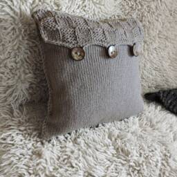 Hand Knitted Pillow Case, Cozy Knit Cushion Cover, Sweater Throw Pillow, Chunky Decorative Outdoor Garden - thumbnail 3