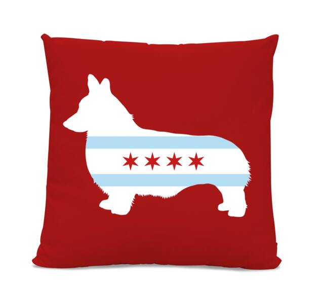Chicago Flag Corgi Pillow - Home Decor Pillow Dog Breed Silhouette Home Decor Dog Lover - image 1