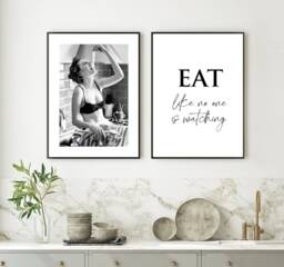 Pasta Lover Poster Set, Kitchen Photo Print, Black & White Funny Art Decor Living Room Wall Photography Minimalist Housewarming Gift - thumbnail 1