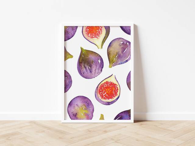 Figs Original Watercolour Print - Hand Painted Fruit Pattern Wall Art Home Decor Eco Friendly Plastic Free Gift A5 Or A4 - image 1