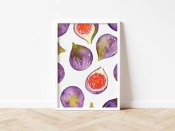 Figs Original Watercolour Print - Hand Painted Fruit Pattern Wall Art Home Decor Eco Friendly Plastic Free Gift A5 Or A4 - thumbnail 1