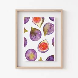 Figs Original Watercolour Print - Hand Painted Fruit Pattern Wall Art Home Decor Eco Friendly Plastic Free Gift A5 Or A4 - thumbnail 2