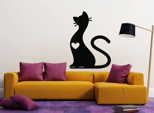 Wall Vinyl Decal Cute Fluffy Cat Soft Claws Nursery Room Decor - 2425Dn - image 1