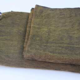 Handwoven Yak Wool Blanket Large Travel Shawl Meditation Wrap Khaki - thumbnail 3