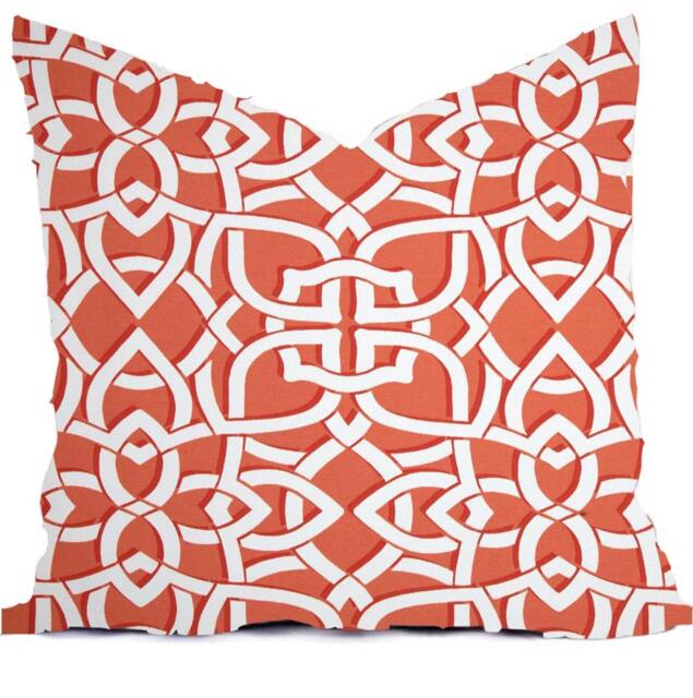Coral Blue Geometric Pillow Cover, Modern Floral Print, Outdoor Rated - image 1