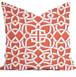 Coral Blue Geometric Pillow Cover, Modern Floral Print, Outdoor Rated - thumbnail 1