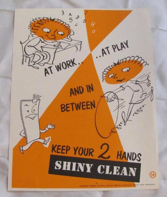 Retro Vintage Safety Poster Circa 1950S - Keep Your Hands Clean 2 Sizes Available