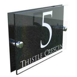 White & Black Contemporary Property Hotel Bed Breakfast Room Number Door Sign Wall House Plaque - Presa5-28W-B-C - thumbnail 1