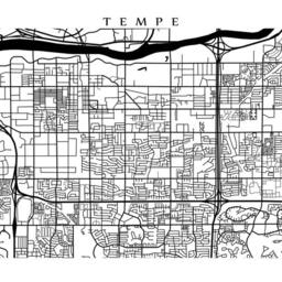Tempe Map - More Sizes Available Black & White Wall Art - thumbnail 2