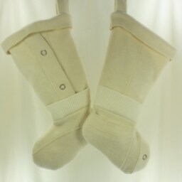 Christmas Stocking Boiled Wool Ivory Off White Almond Cream Jones New York Snaps Ooak Recycled Upcycled Repurposed 976 - thumbnail 4