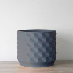 "Geometric Planter With Drainage & Saucer in Stone Blue, Unique 3D-Printed Plant Pot, Small To Large Sizes 4"" 5"" 6"" 7"" 8" - thumbnail 3