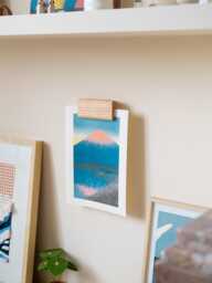 10 cm Solid Wood Poster Hanger - No Drilling Required - Adhesive Attachment. Designed & Made in Normandy By Gllu - thumbnail 1