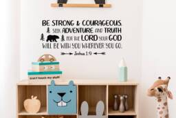 Be Strong & Courageous Wall Decal - Joshua 19 Nursery Decor Lw77 - thumbnail 1