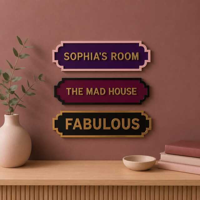 Personalised Acrylic Name Sign - Custom Laser-Cut Plaque With Metallic Gold Text Nursery Wall Art, Kids Bedroom Door, Gift - image 1