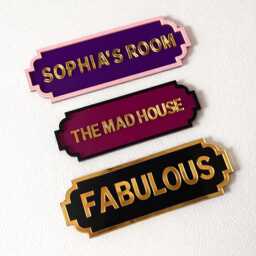 Personalised Acrylic Name Sign - Custom Laser-Cut Plaque With Metallic Gold Text Nursery Wall Art, Kids Bedroom Door, Gift - thumbnail 3