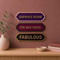 Personalised Acrylic Name Sign - Custom Laser-Cut Plaque With Metallic Gold Text Nursery Wall Art, Kids Bedroom Door, Gift - thumbnail 1