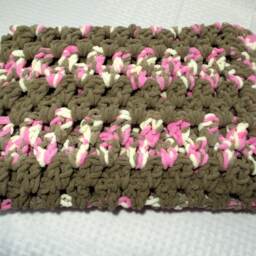 Crochet Baby Blanket Chocolate Pink & White Chenille Blanket, Girl For - thumbnail 2