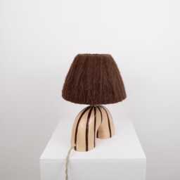 Handmade Ceramic Table Lamp Striped Pattern, Alpaca Shade - thumbnail 3