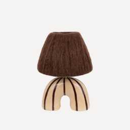 Handmade Ceramic Table Lamp Striped Pattern, Alpaca Shade
