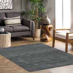 Black & White Geometric Area Rug - Modern Woven For Living Room, Bedroom, Entryway - thumbnail 1