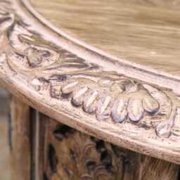 Jenari Large Mango Wood Side Table Leaf Carving - thumbnail 3