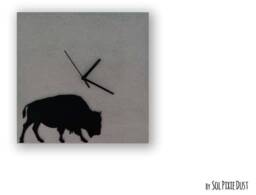 Concrete Square With Buffalo Silhouette Wall Clock - Modern Minimalist Art Housewarming Gift Retirement Idea - thumbnail 1
