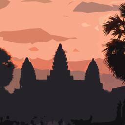 Angkor Wat Travel Poster - Retro Vintage Style Siem Reap Art Print, Artwork, Homeware, Cambodia Travel Print - thumbnail 2