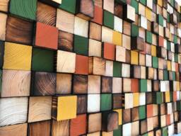 Geometric Wood Wall Art - Colorful Reclaimed Pine Mosaic