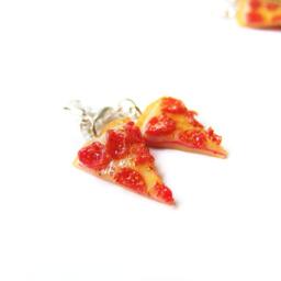 Pepperoni Pizza Charm, Ooey Gooey Miniature Food Jewelry, Polymer Clay Pizza, Party Charm - thumbnail 4
