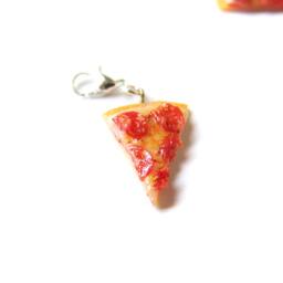 Pepperoni Pizza Charm, Ooey Gooey Miniature Food Jewelry, Polymer Clay Pizza, Party Charm - thumbnail 2