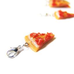 Pepperoni Pizza Charm, Ooey Gooey Miniature Food Jewelry, Polymer Clay Pizza, Party Charm - thumbnail 3