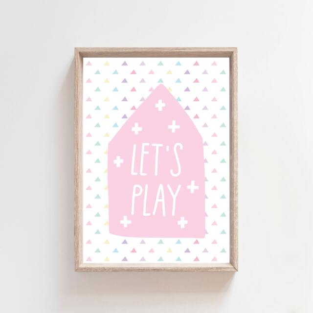 Let's Play Print, Girls Bedroom Decor, Nursery Prints, Wall Art, Pastel Colours, Toddler Bedroom, Rainbow - image 1